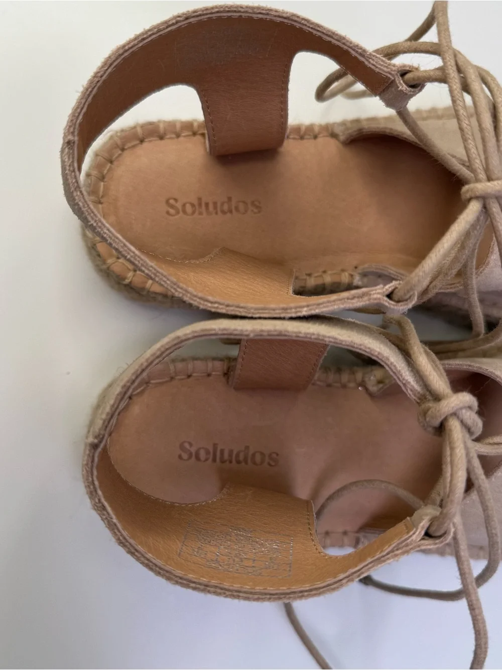 Soludos Sedona Ghillie Espadrille Nude Suede Boho Lace-Up Sandals Womens Size 9