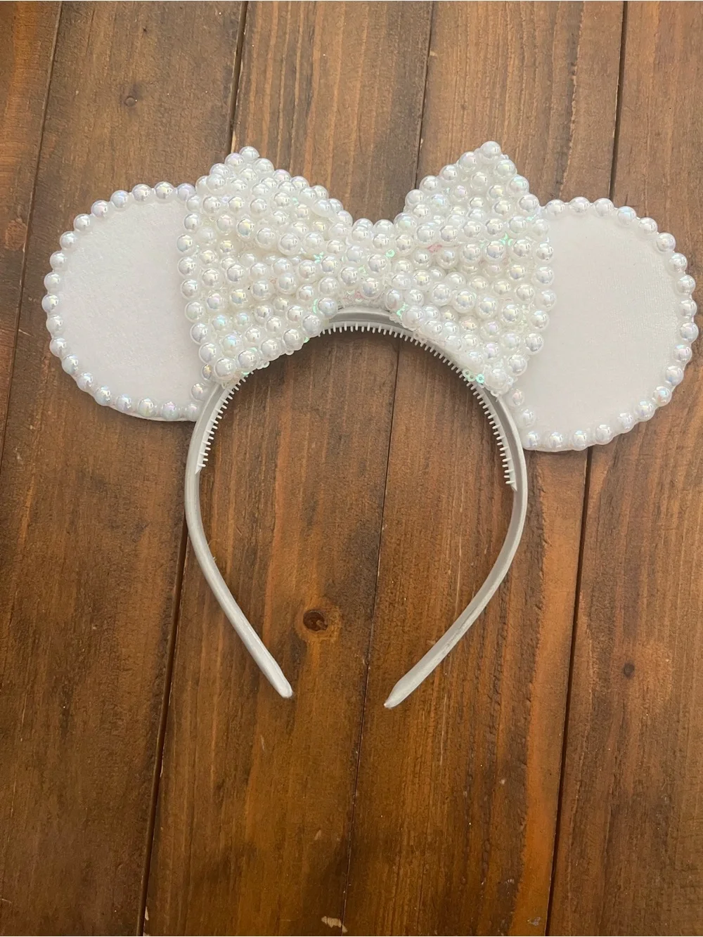 Disney Wedding Pearl Bow Headband - White