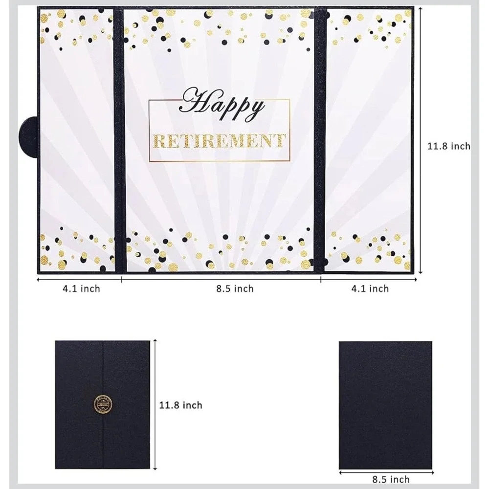 Happy Retirement Guest Book Farewell Signature Board‎ Black Gold Large