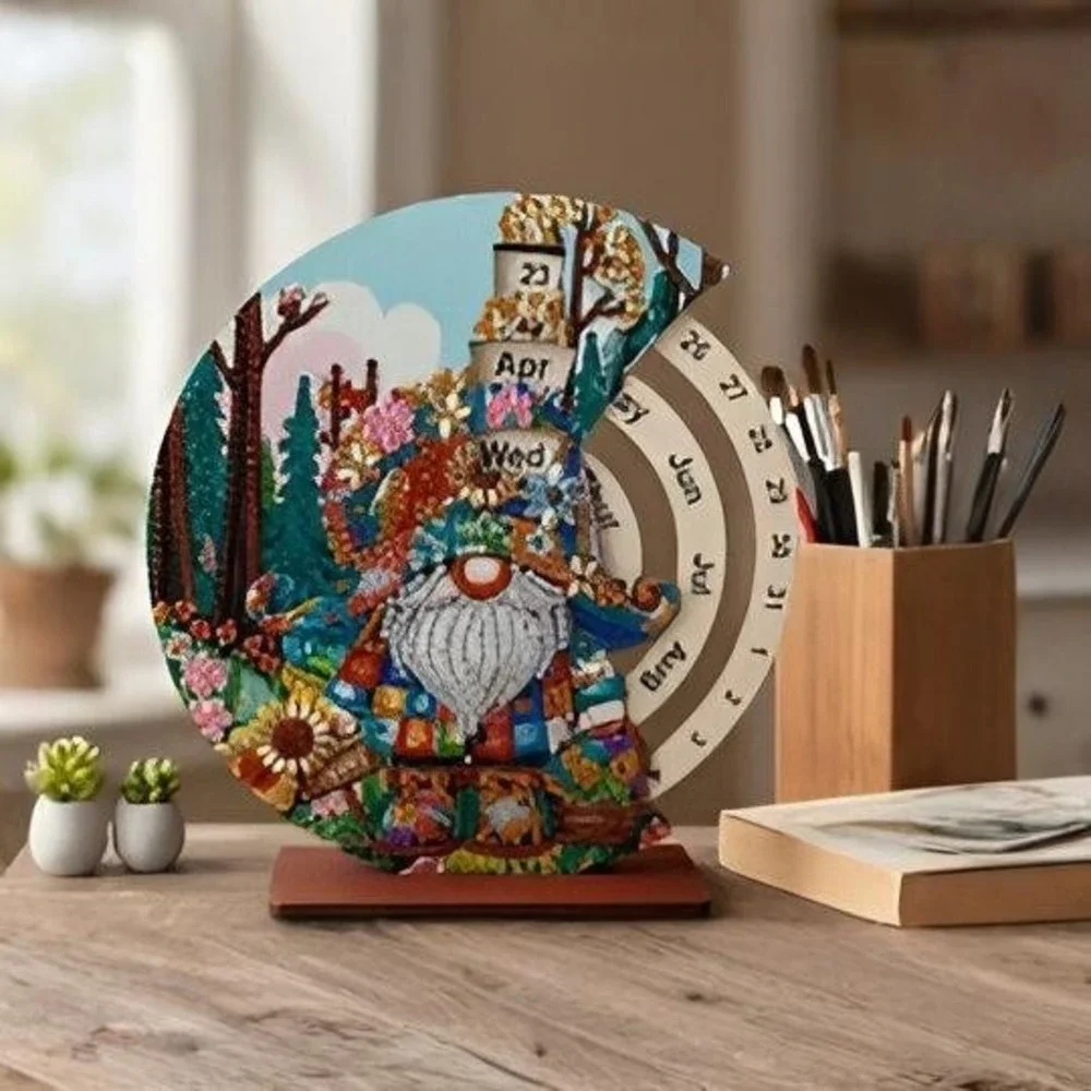 Sunflower Patchwork Gnome Perpetual Calendar‎