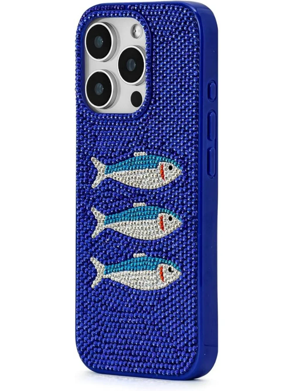 Stylish Fish Pattern Phone Case - Blue & White, Trendy Design, Durable