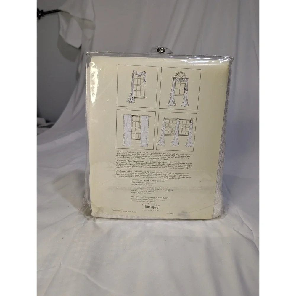 Pier 1‎ Imports Cotton Traditions Window Scarf White 40x210 NWT