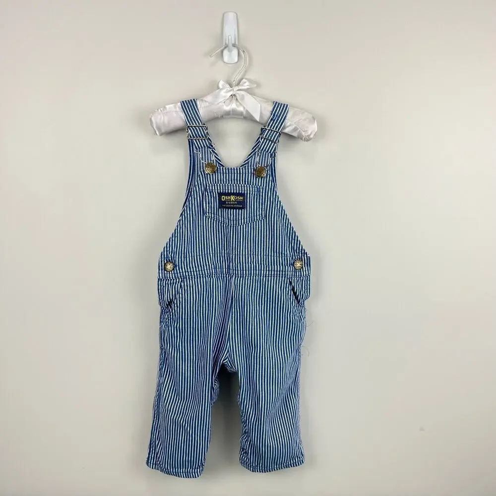 Vintage OshKosh B'gosh Blue Striped Overalls 18 Months