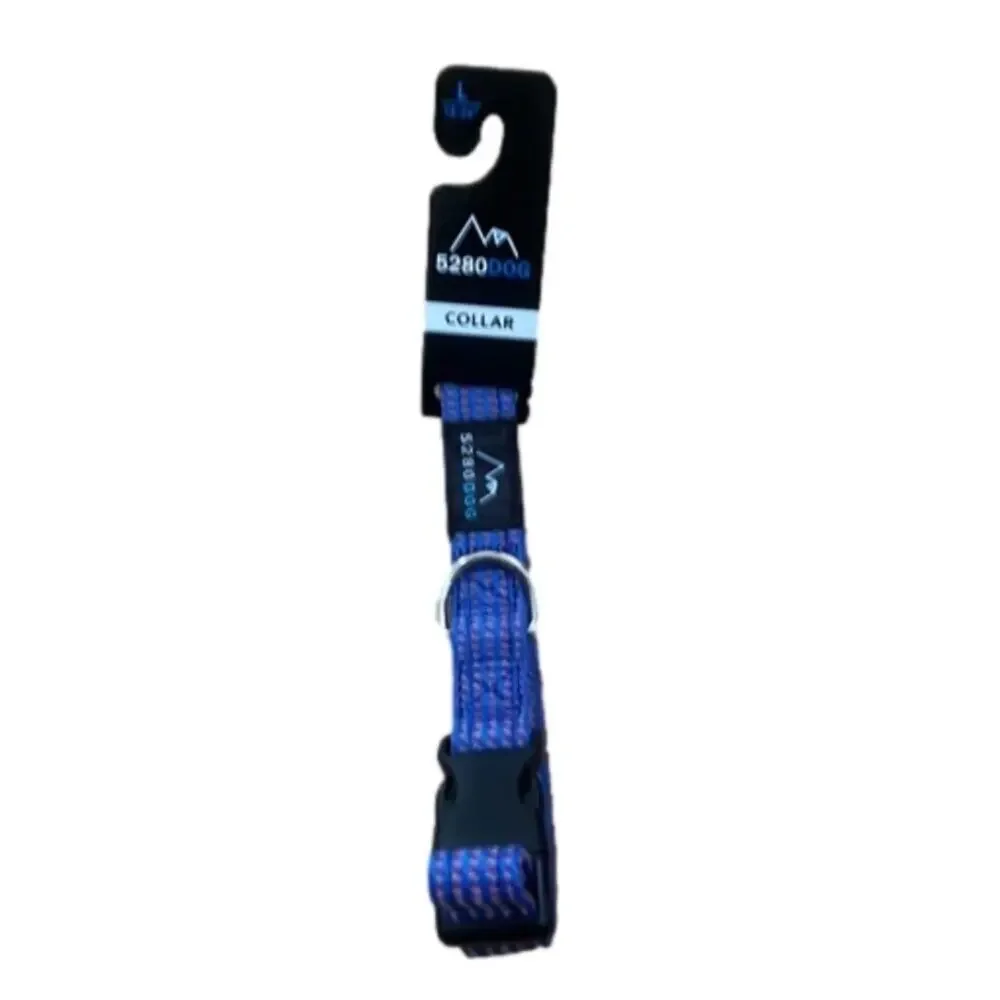 5280 DOG BLUE NYLON BRAIDED‎ COLLAR BUCKLE CLOSURE SIZE L