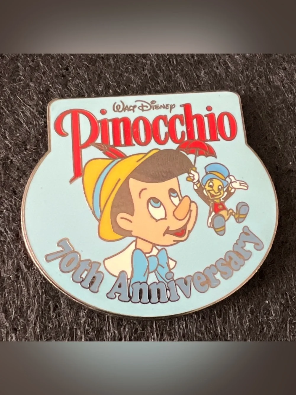 Walt Disney Pinocchio 70th Anniversary Enamel Pin Jiminy Cricket