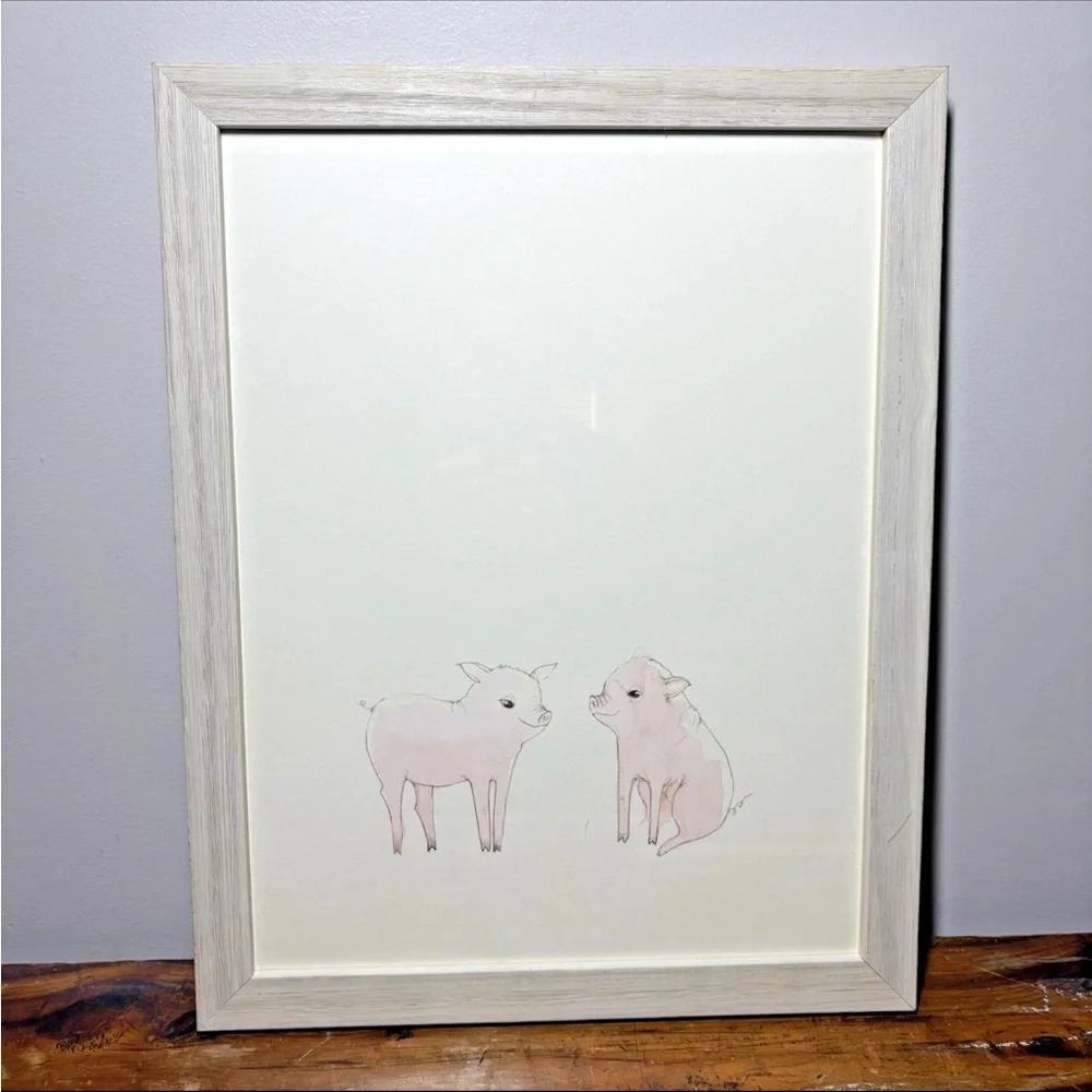 Restoration Hardware Baby Child Watercolor Animal print Pigs barnyard Nursery
