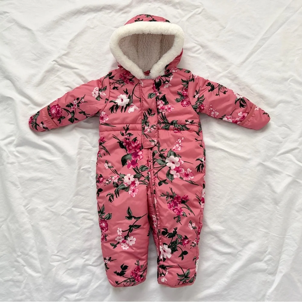 The Children’s Place Pink Floral Baby Bunting Snow Suit | 9-12m | Nearly New