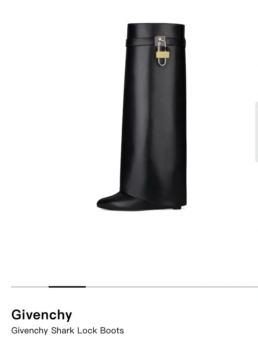 Givenchy Tall Black Leather Boots with Signature Padlock