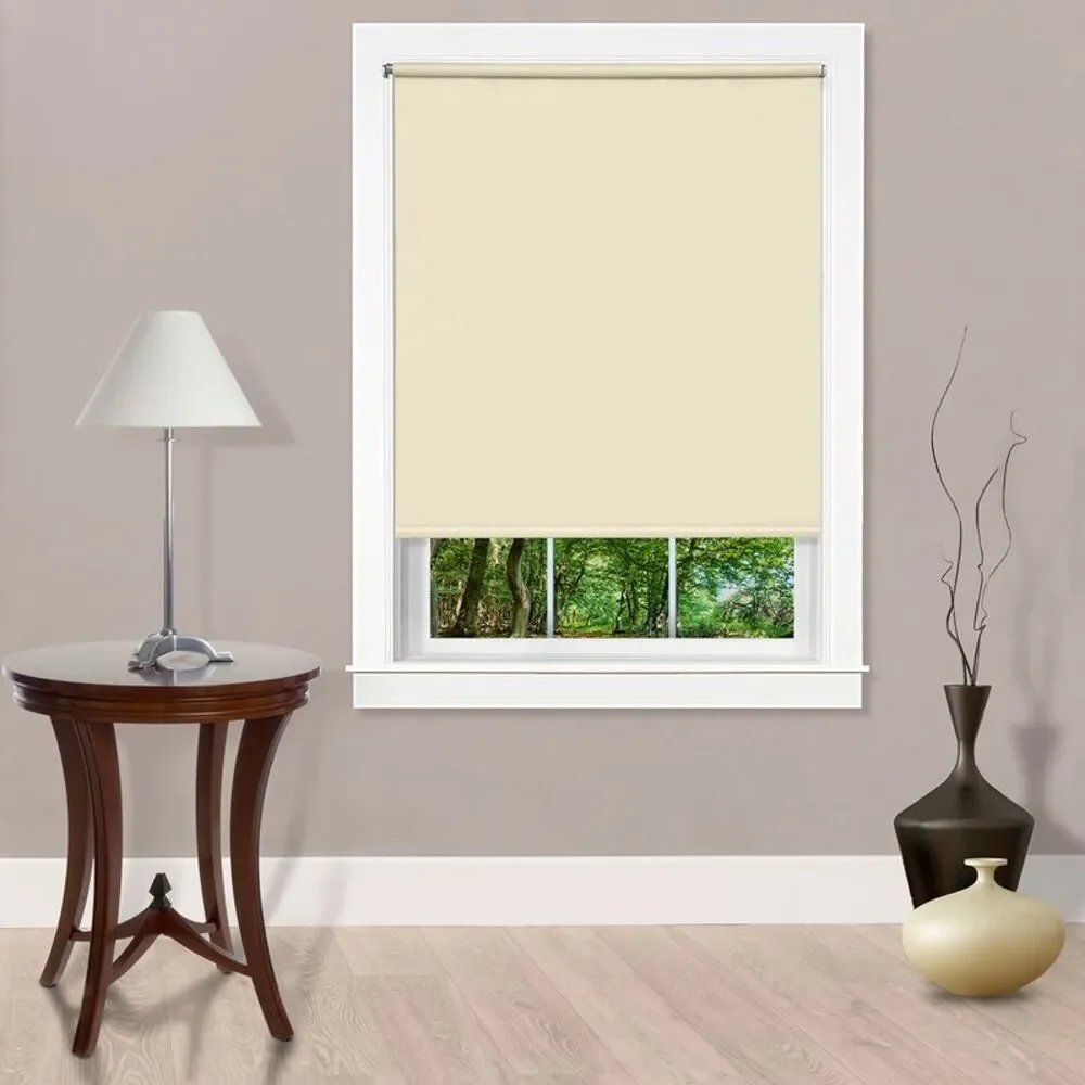 PowerSellerUSA Vinyl Roller Shades, Room Darkening 8-Gauge Thick, Cordless