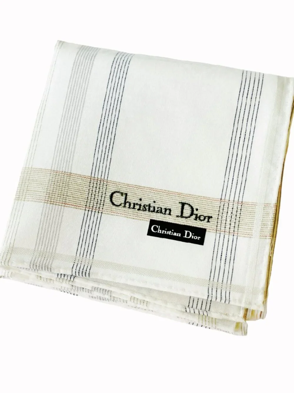 NWT Christian Dior Cotton Handkerchief Scarf Embroidered Logo