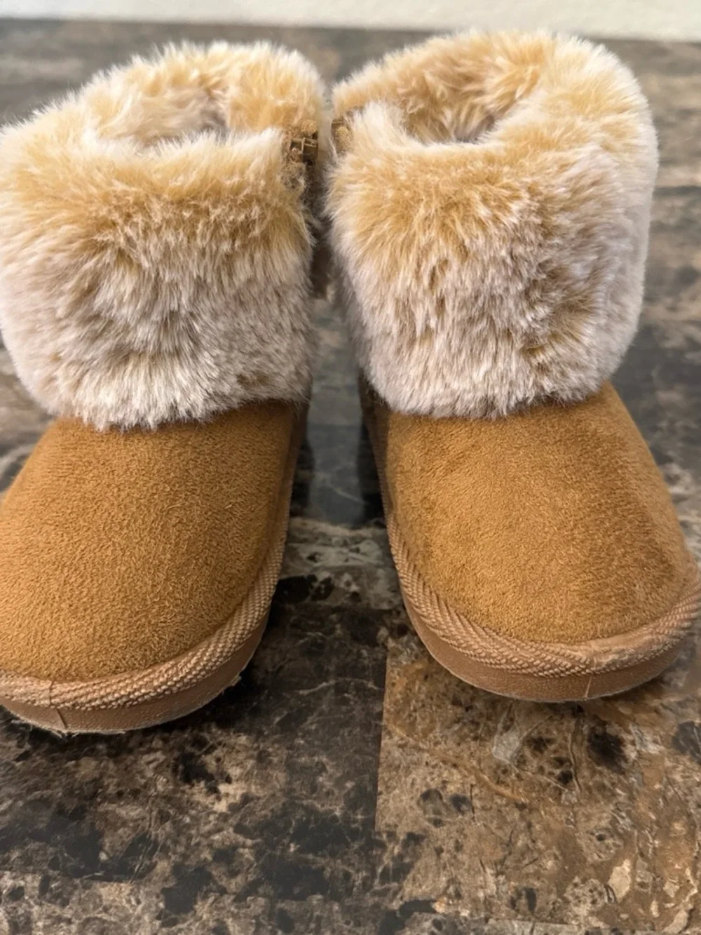Kids Cozy Faux-Fur Booties in Chestnut Brown