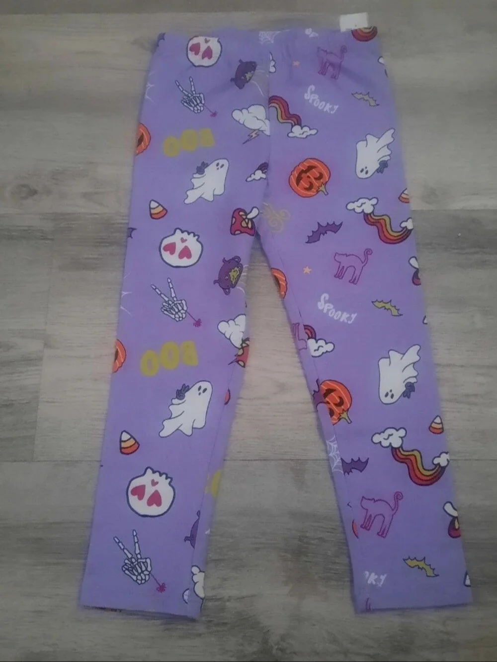 Kids Purple Halloween Ghost Print Leggings