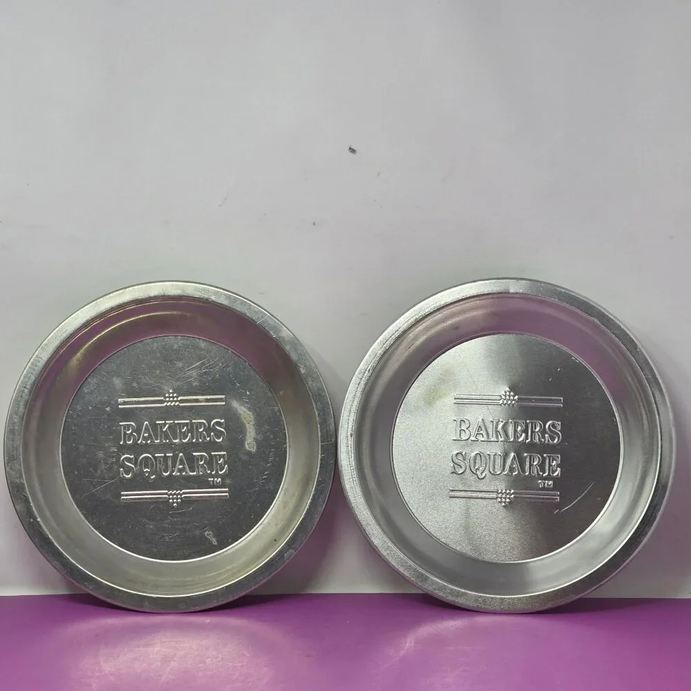 Set Of 6 Vintage Bakers Square Aluminum Pie Pans Embossed‎ Logo Durable Bakeware