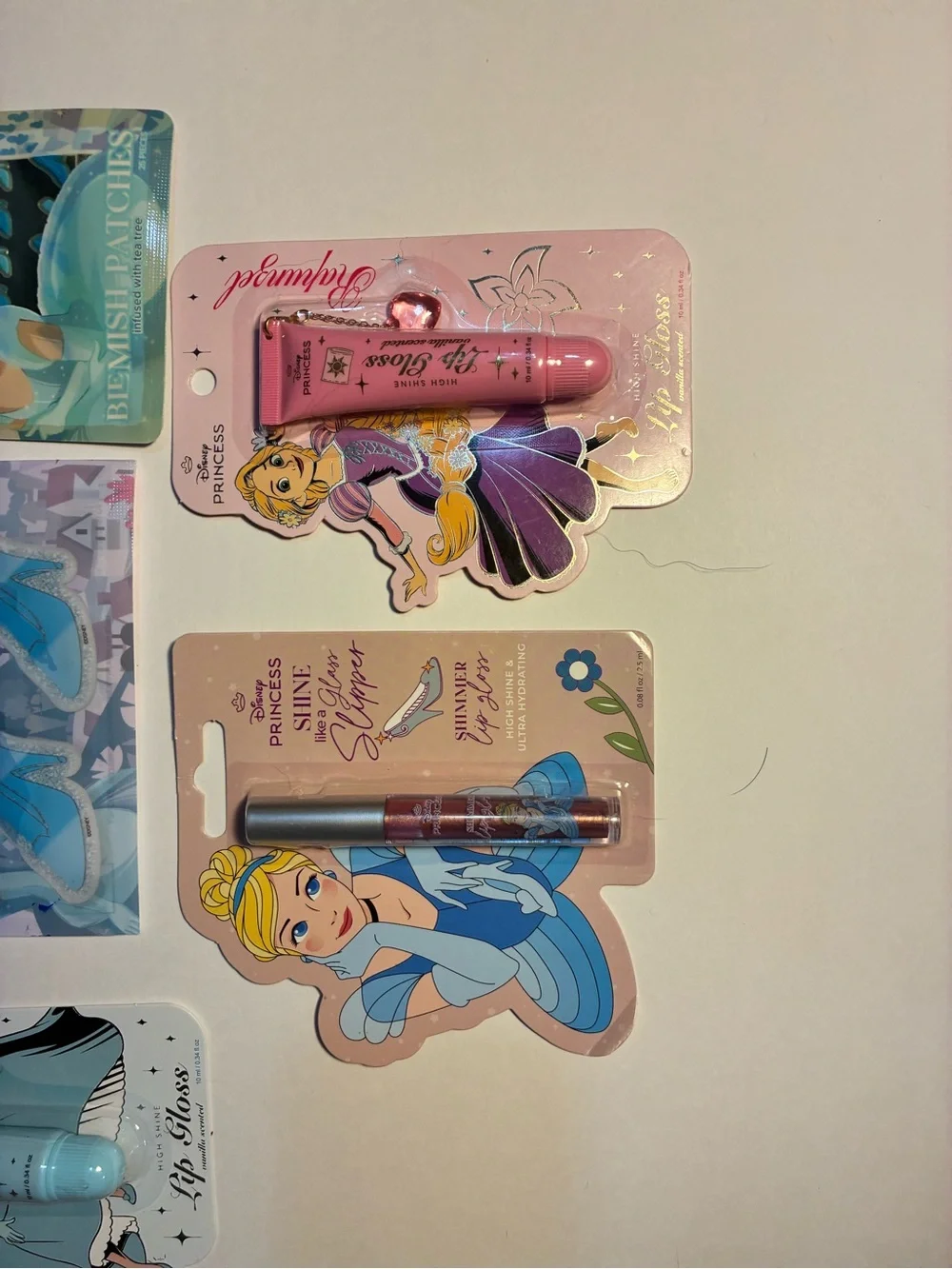 Disney Princess Lip Gloss & Scented Lip Oil Set - Pink, Blue, Yellow