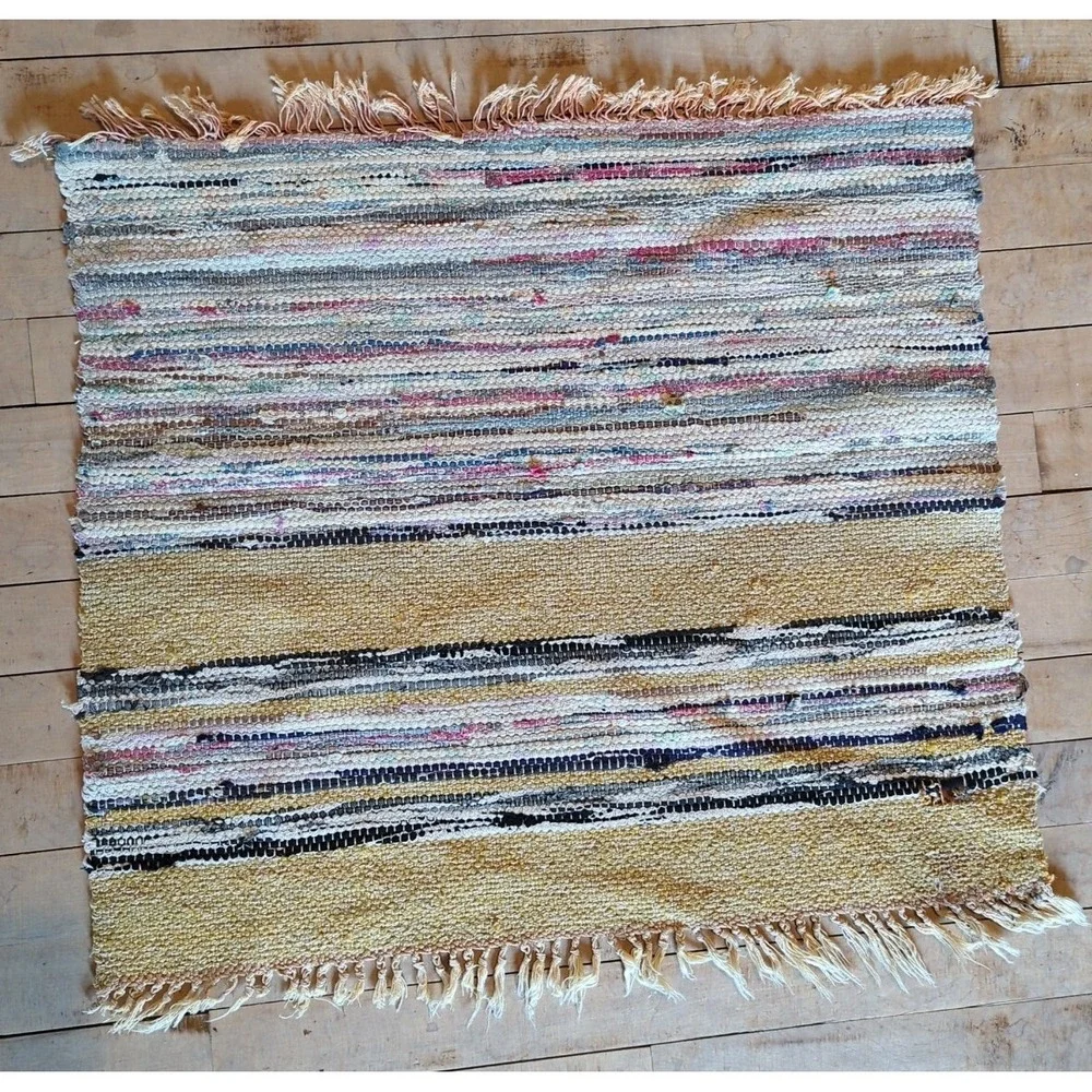 Antique Imported Swedish Hand Made Rag Rug‎ Runner (25