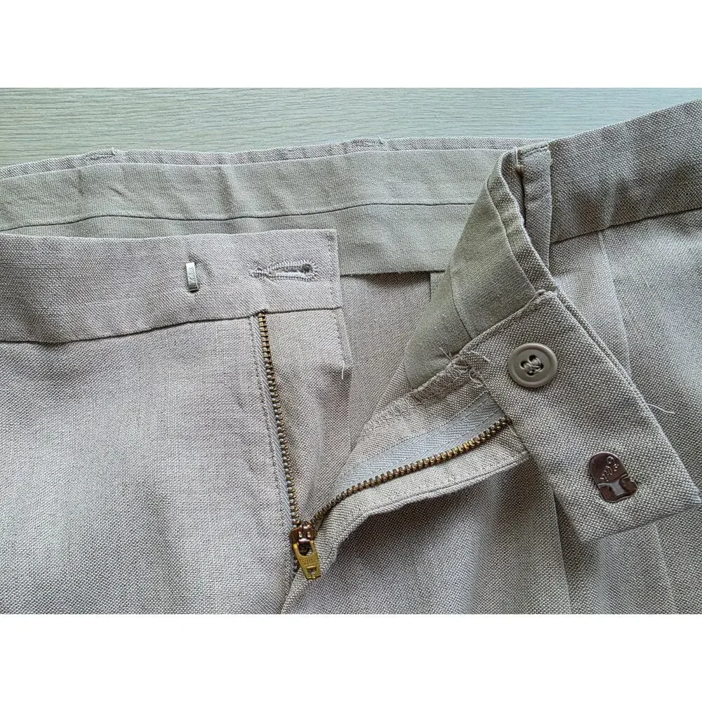Dockers Recode Men’s Linen Blend Pleated Dress Pants Beige Tan 38x32 Cuffed