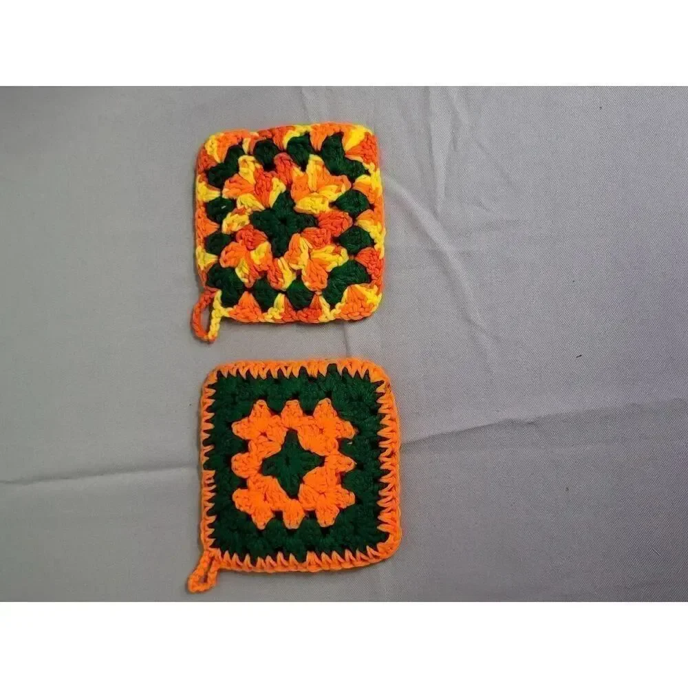 Two Knitted Oven Mits/Hotpad #A7