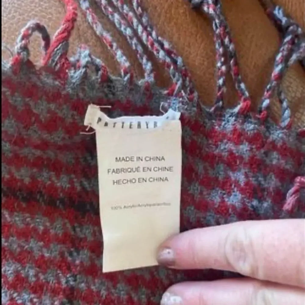 Pottery Barn throw blanket reversible red/gray/black 50”x60”