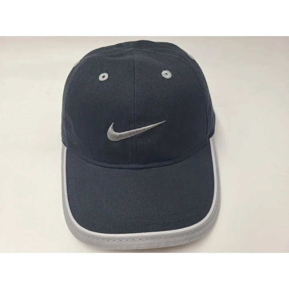 Youth Size 4-7 Nike Adjustable Hat Cap‎ Cotton Swoosh Logo Boy Girl Black Gray