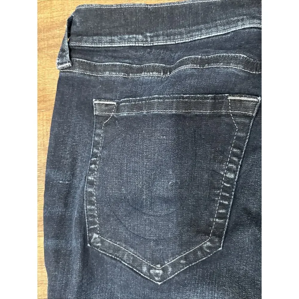 True Religion Geno Relaxed Slim Jeans Medium Wash 38x32 Whiskering EUC