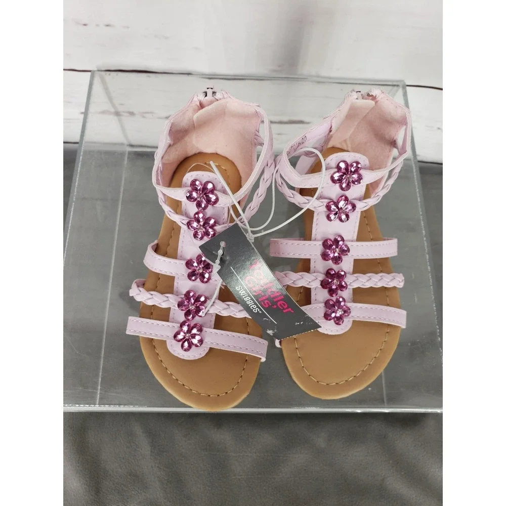 Toddler Girl pink Gladiator Jeweled large sandals
