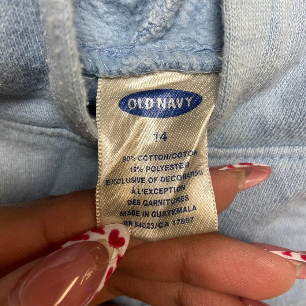 Old Navy Powder Puff Football 2 Hoodie Girls 14 Blue Cotton Long Sleeve Casual