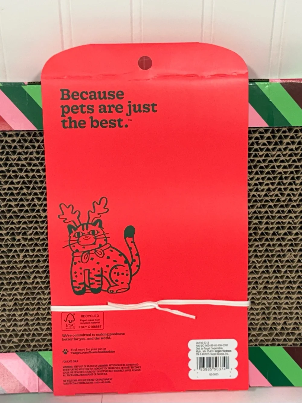 Boots & Barkley Holiday Cat Toy Set - Red & Green scratch & Chase