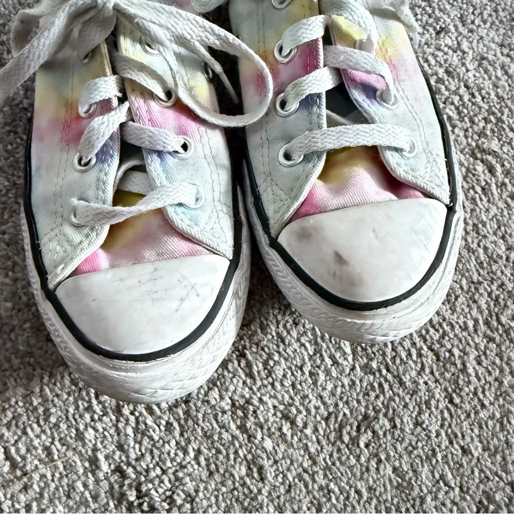 🍓 Converse All Star Pastel Rainbow Tie Dye Low Top Sneakers Girls Kids Size 1
