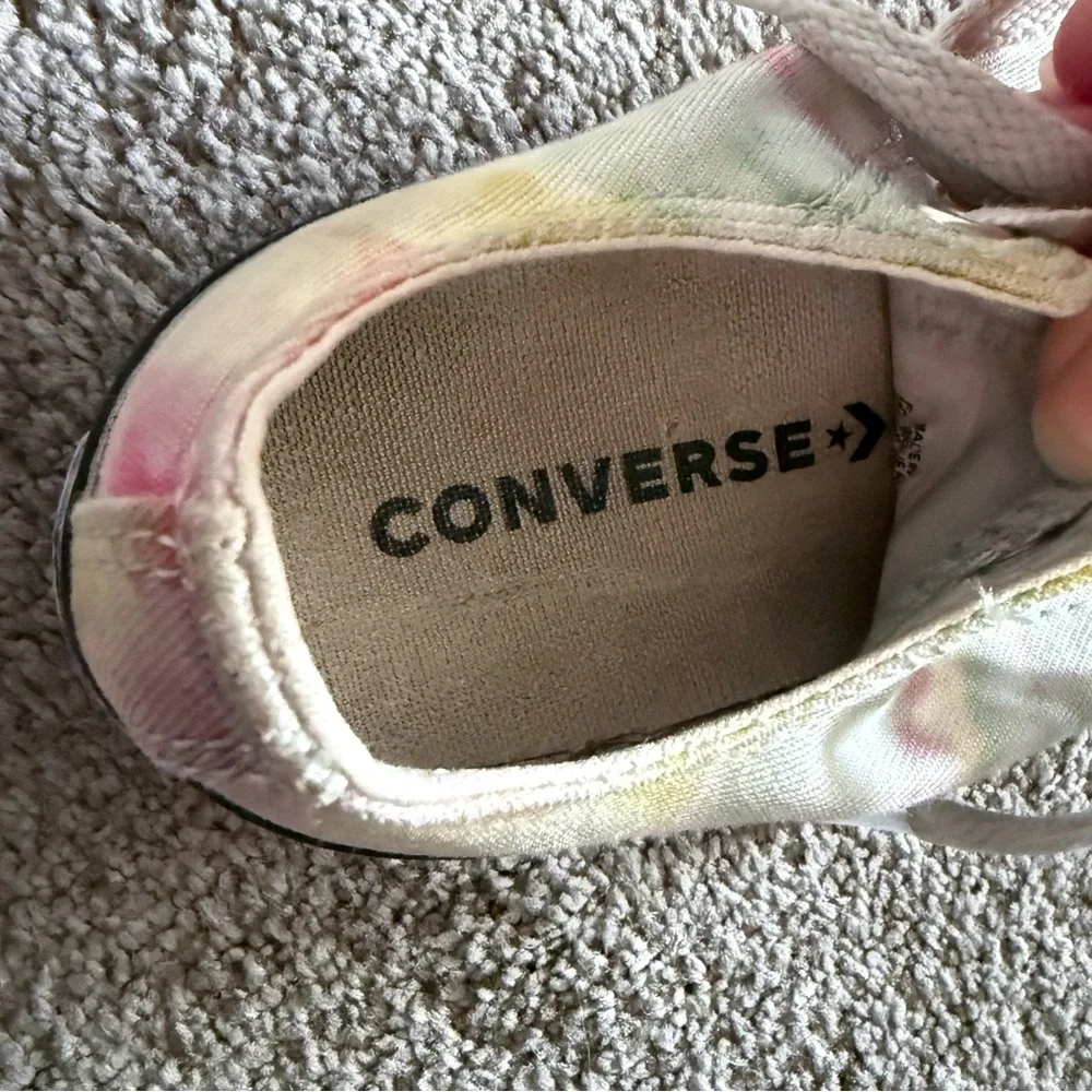 🍓 Converse All Star Pastel Rainbow Tie Dye Low Top Sneakers Girls Kids Size 1