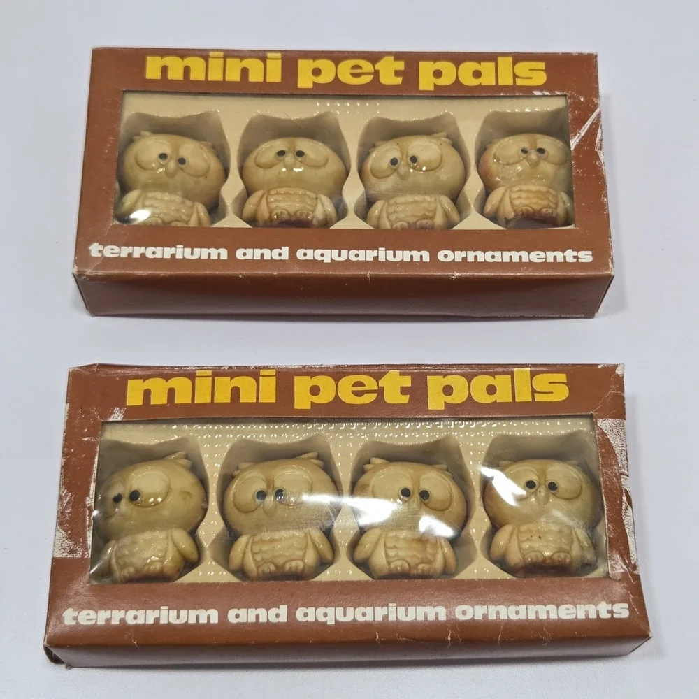 Vintage Mini Pet Pals Terrarium & Aquarium Owls‎ Made In Hong Kong