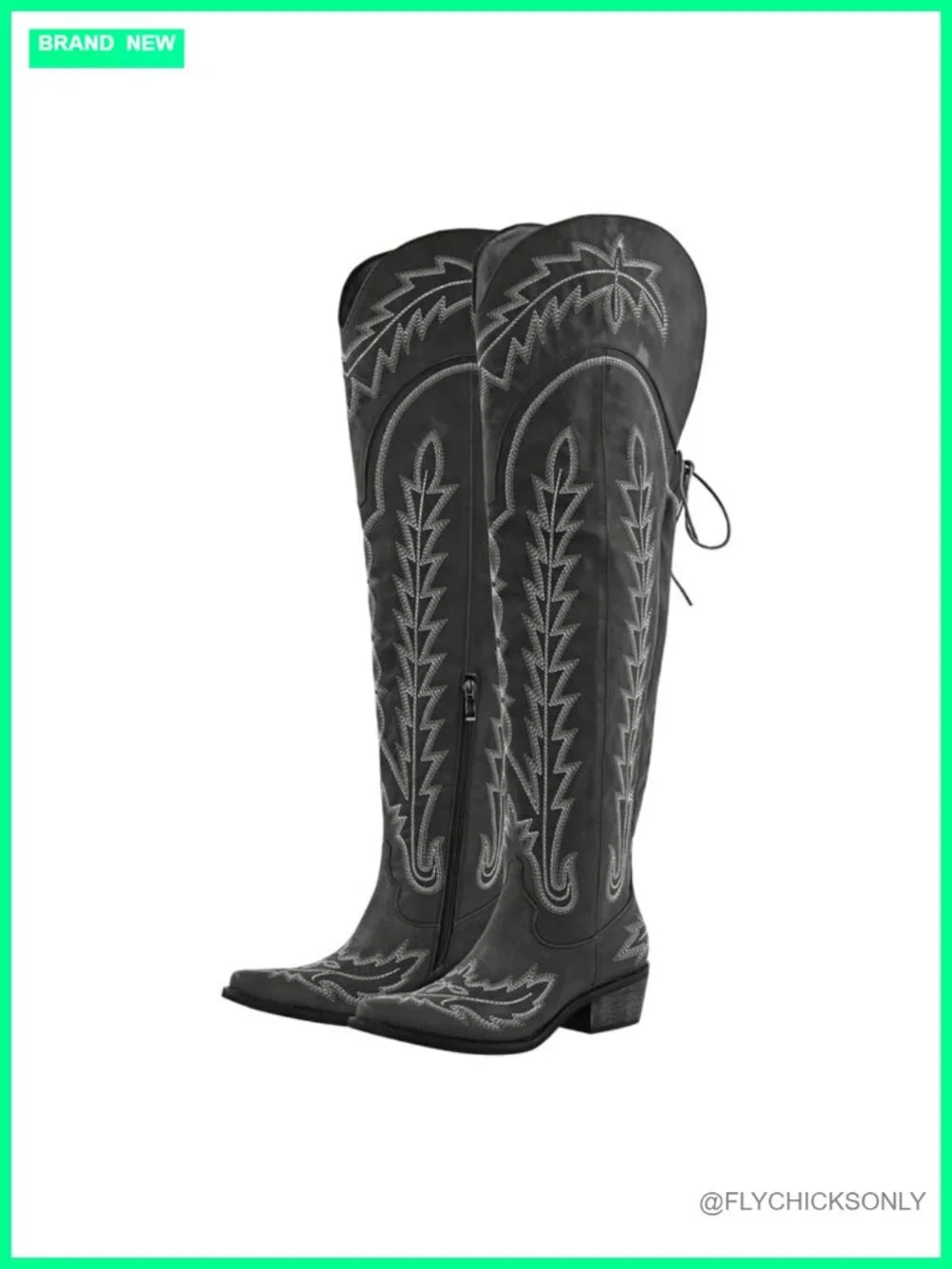 Cowboy Boots Thigh High Wide Calf Embroidered Western Boots