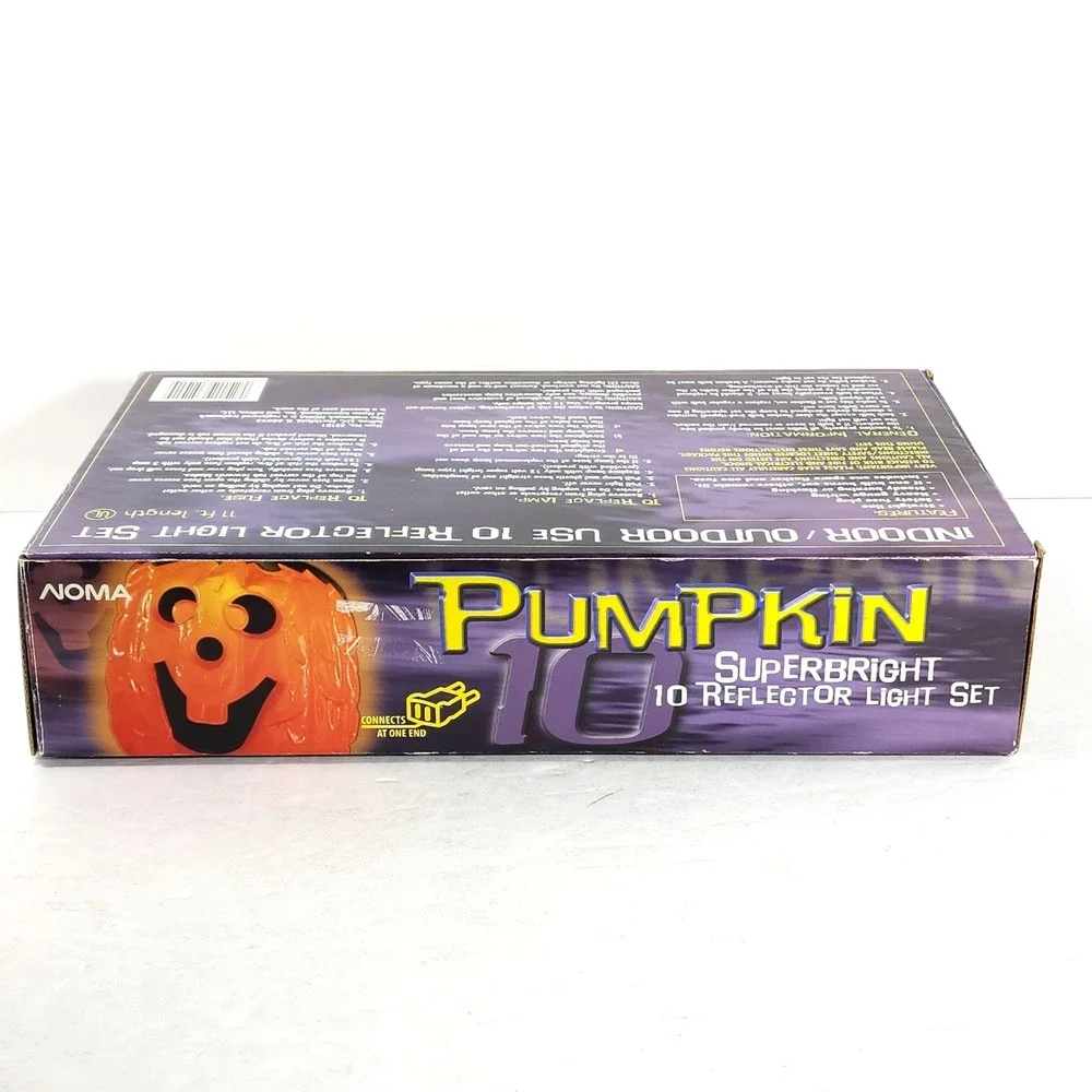 NOMA Halloween Blow Mold ~ Pumpkin String Lights Set of‎ 10 Works Jack O Lantern