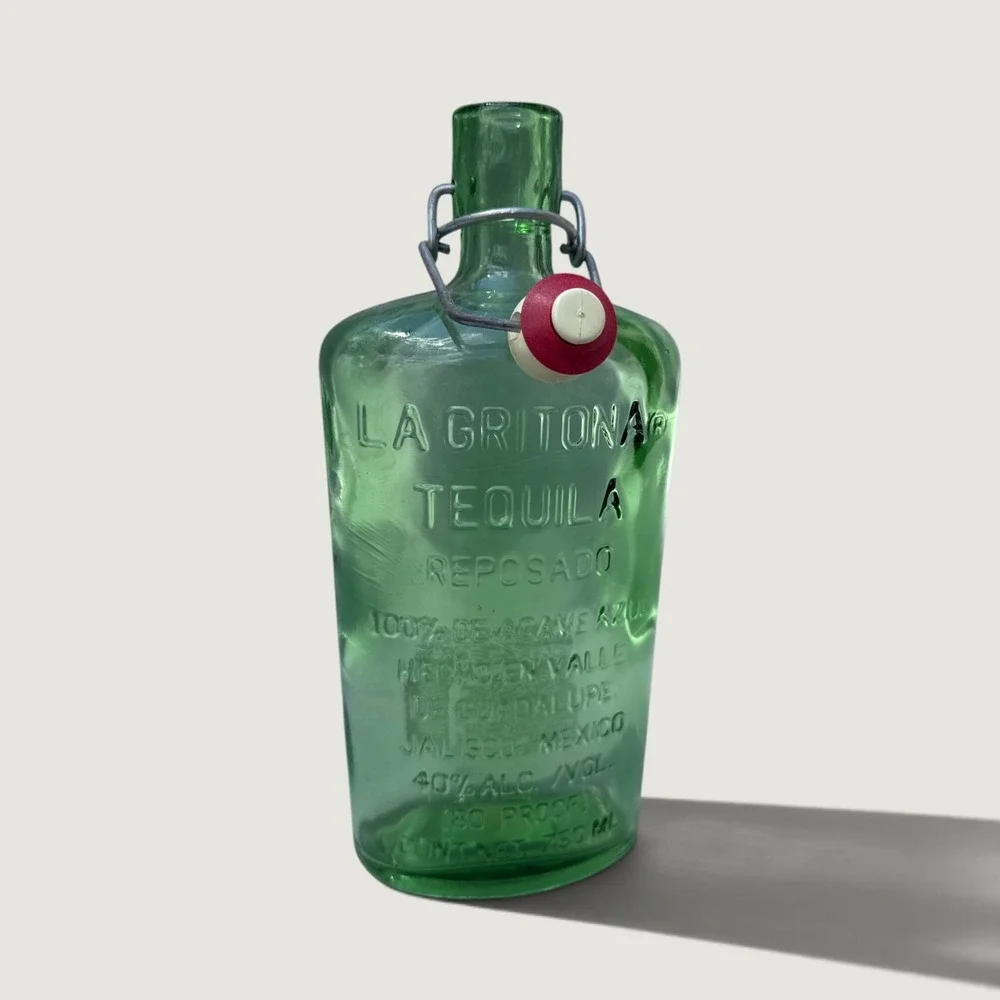 La Gritona Tequila Reposado Empty Bottle 750ml Green Glass Excellent Swing Top