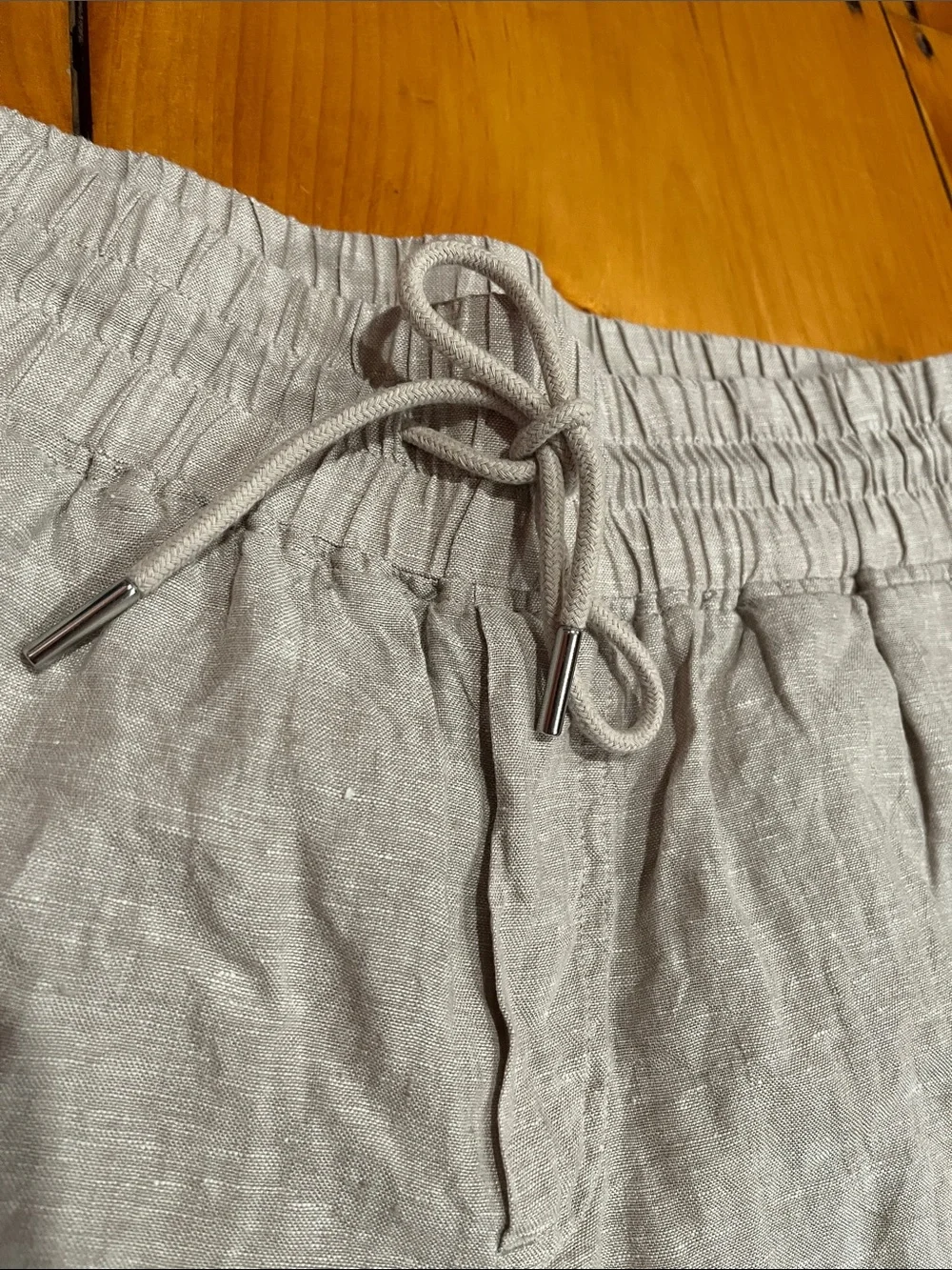 QUINCE M Flax 100% European Linen Wide Leg Pants Drawstring Pockets