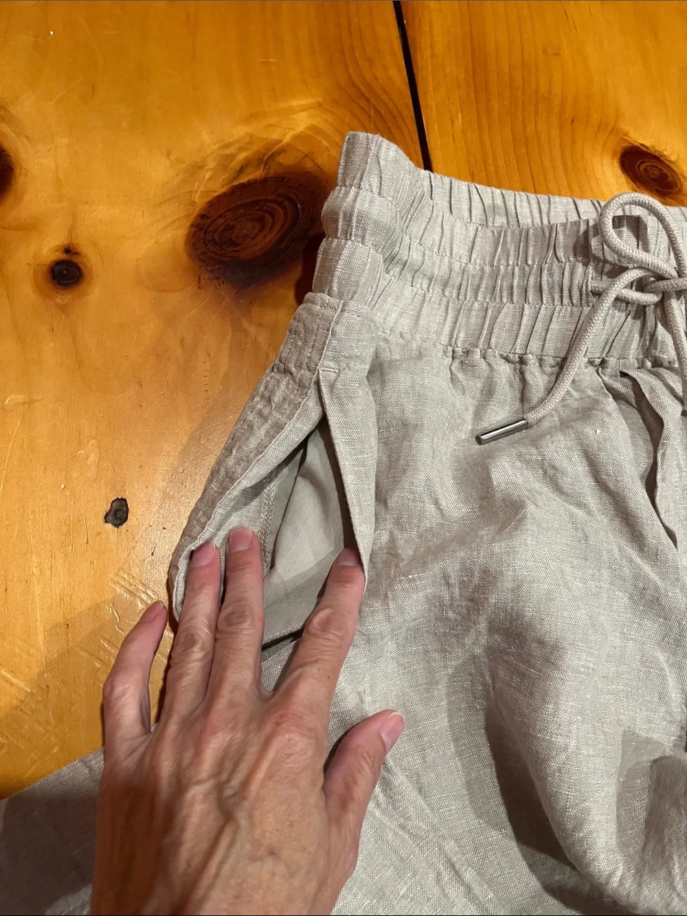 QUINCE M Flax 100% European Linen Wide Leg Pants Drawstring Pockets