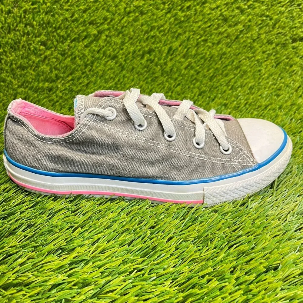 Converse All Star Double‎ Tongue Girls Size 3Y Gray Pink Athletic Shoes Sneakers