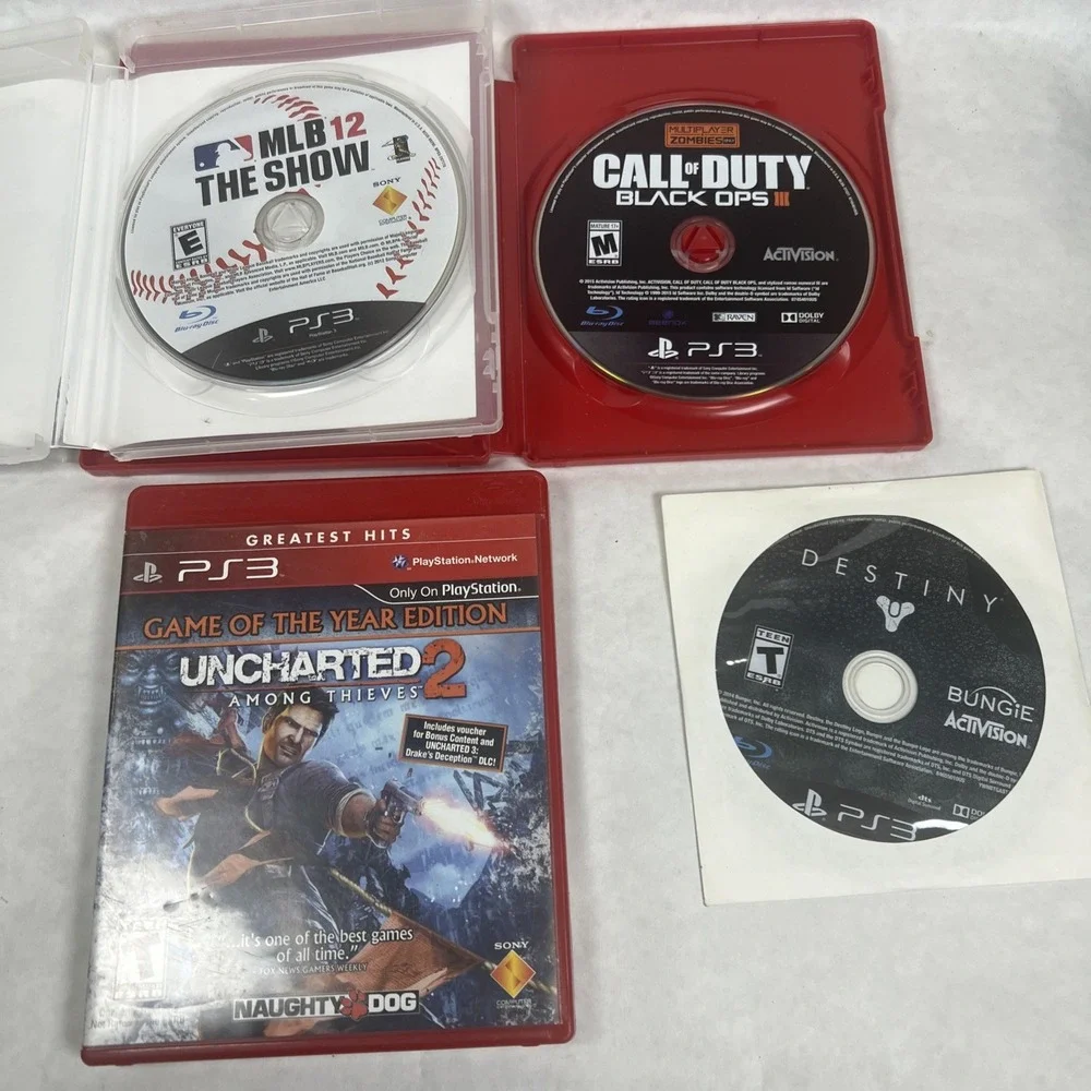 PS3 Games Lot (4). Destiny, COD III,‎ MLB12 The Show, Uncharted 2 Among Thieves.