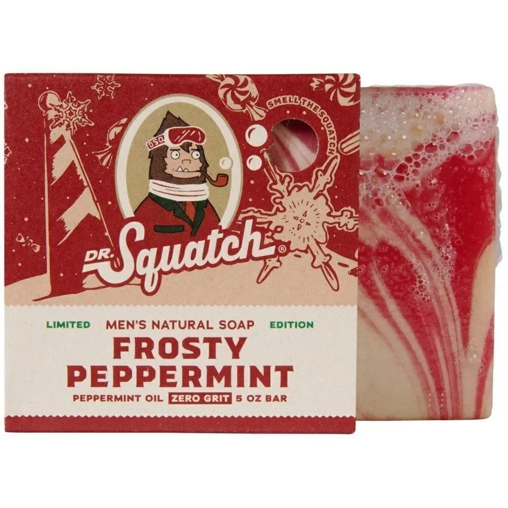 Dr. Squatch Men's Holiday Limited Edition Frosty Peppermint Natural Soap