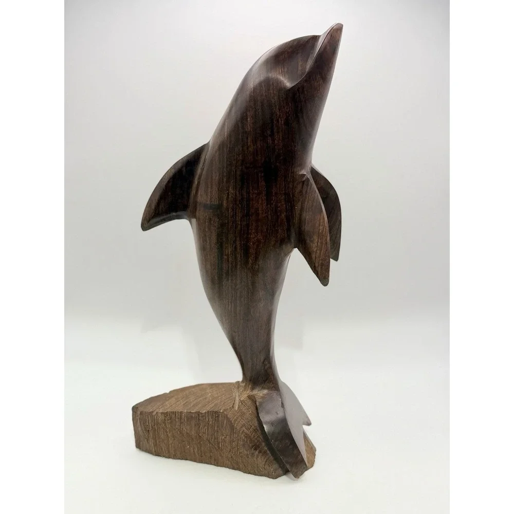 Vintage Ironwood Jumping Dolphin Statue Hand Carved Figurine 11