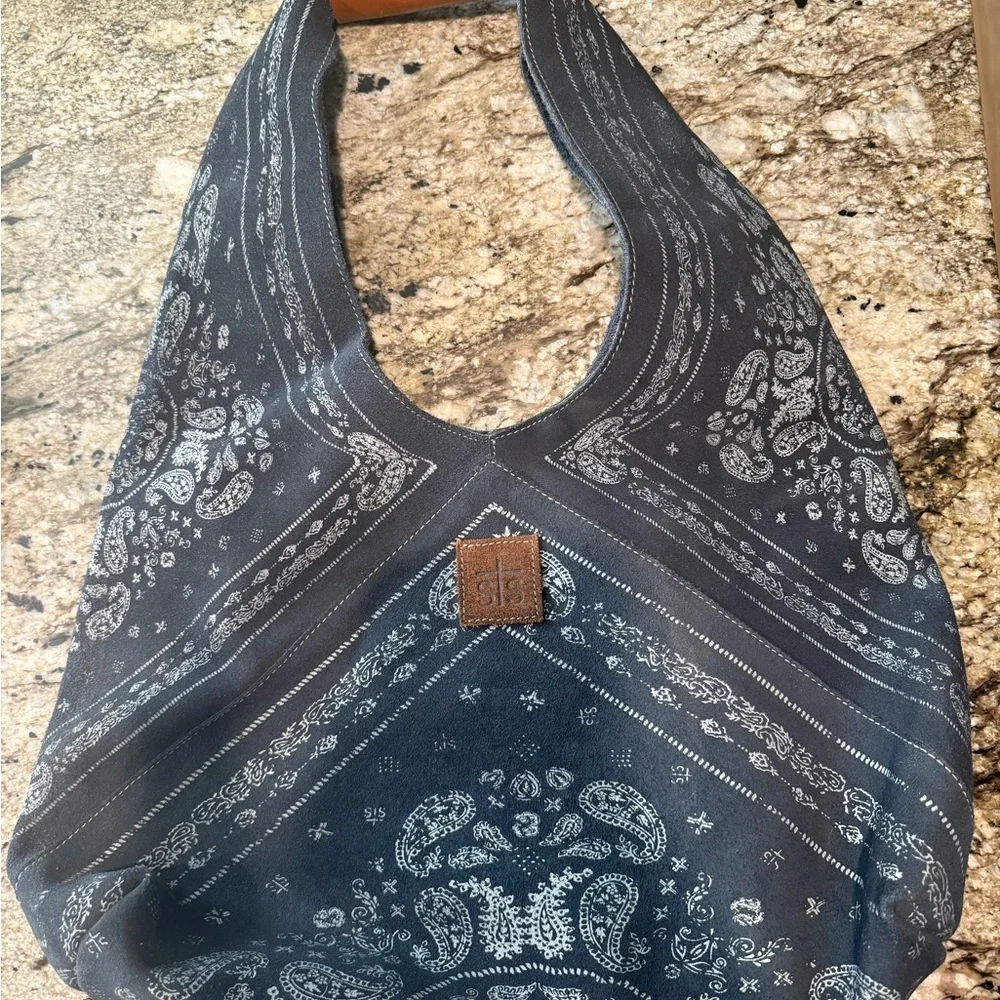 STS Ranchwear Denim Blue Bandana Hobo Bag