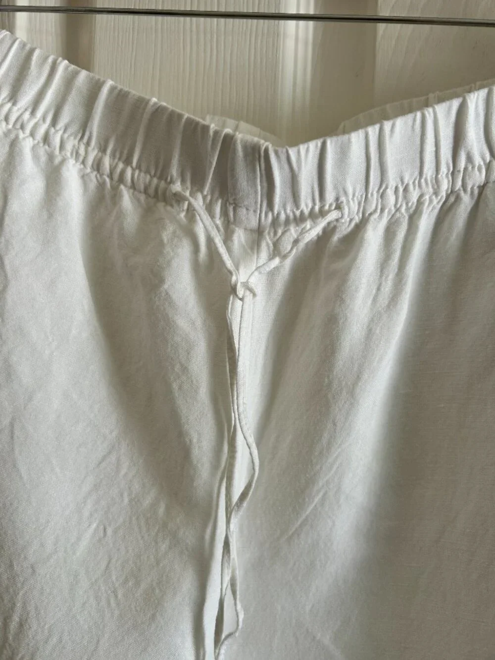 H&M White Linen Blend Wide Leg Pants