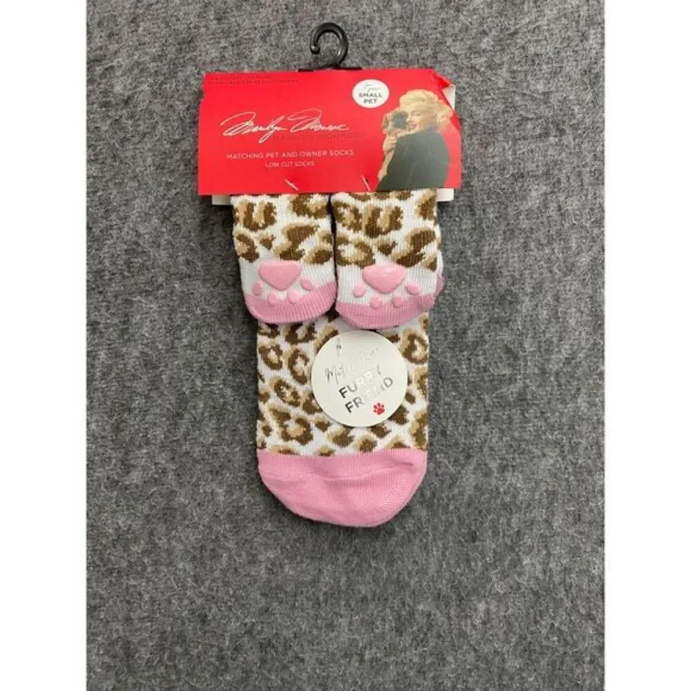 Marilyn Monroe Matching‎ Pet and Owner Crew grip Socks Pet pink cheetah print