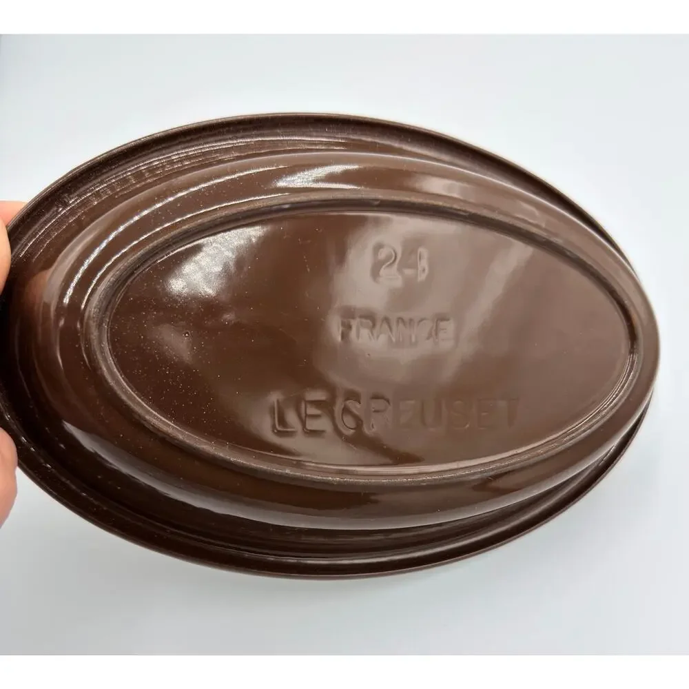 Le Creuset #24 Brown Enameled Cast Iron Oval Au Gratin Casserole Baking Dish