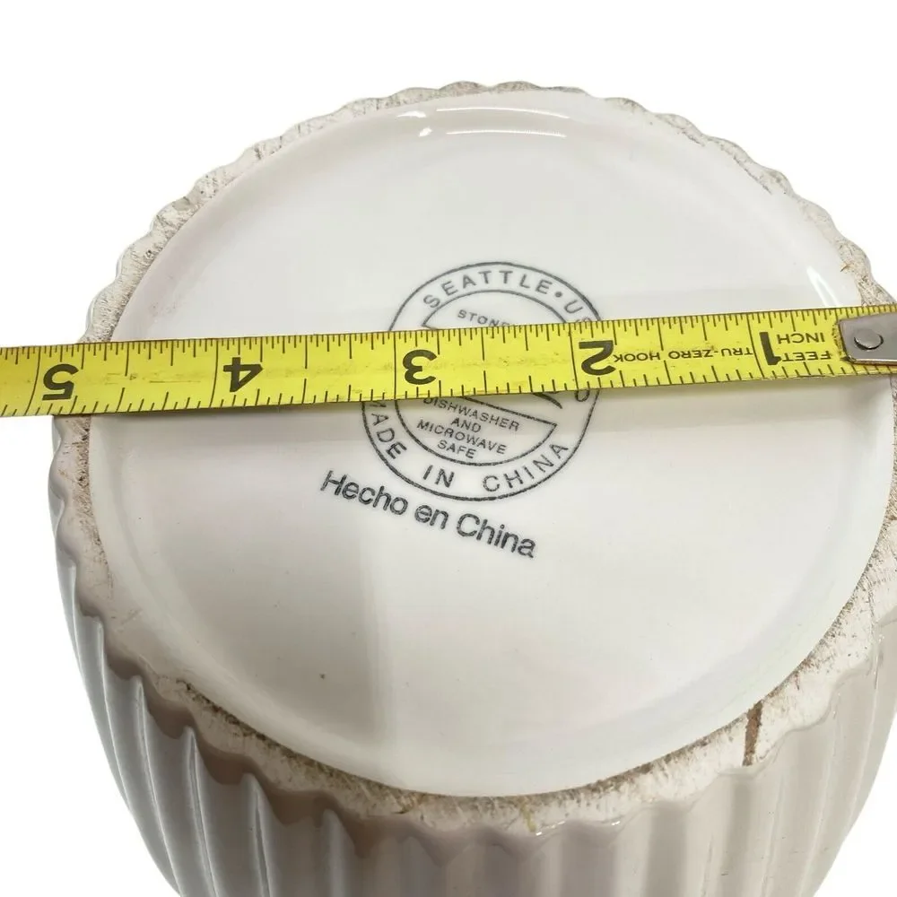 Inspirado Seattle Stonelite Ribbed White Canister‎ Cookie Jar 10.5