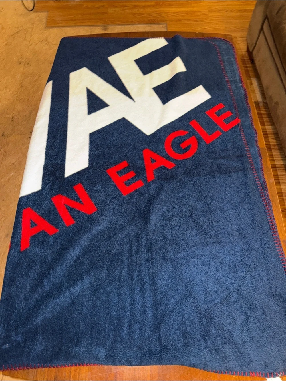 American Eagle Fleece Throw Blanket. Red, white and blue. 50 inches x 60 inches