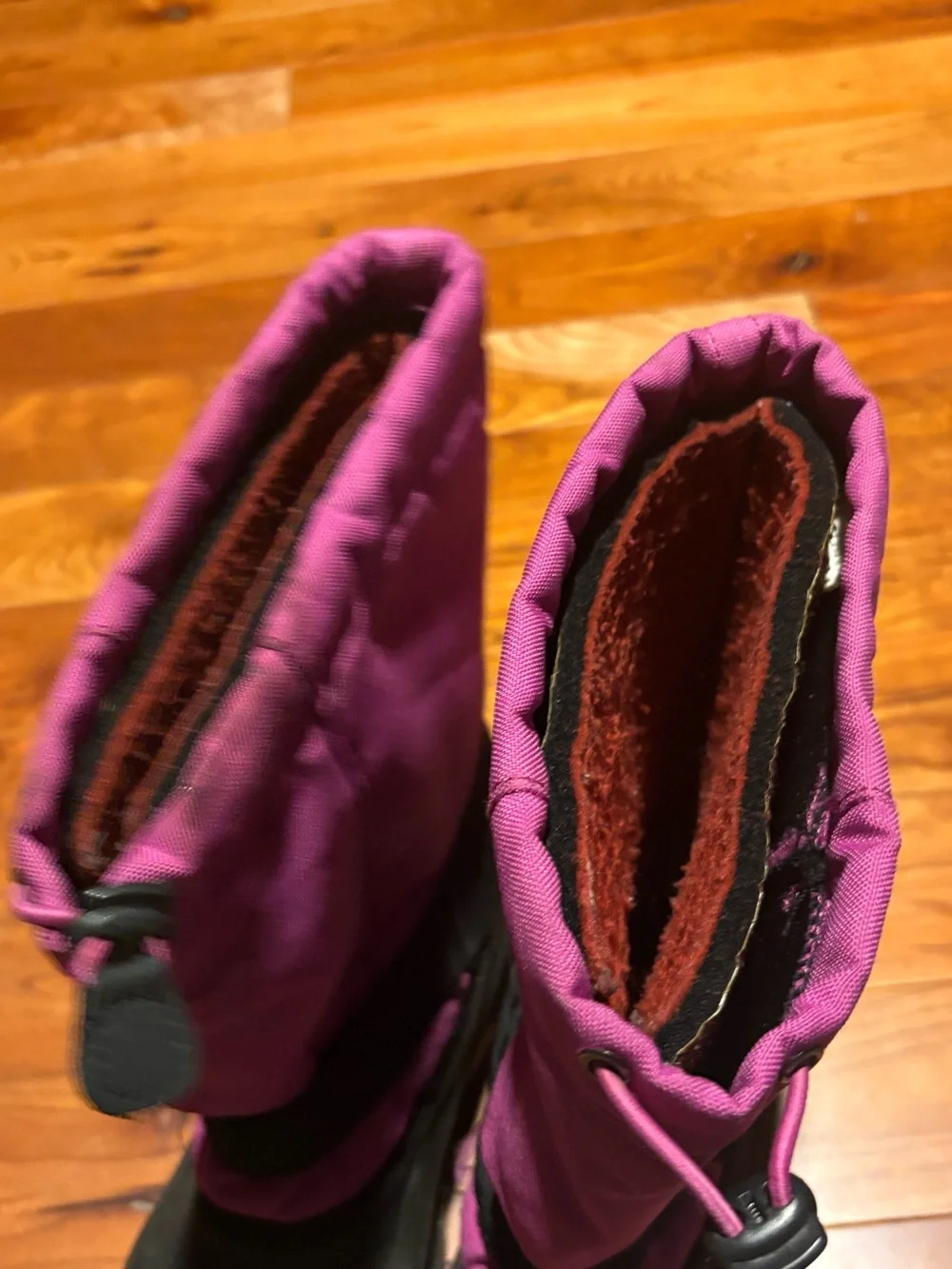 Kamik Pink and Black Kids Snow Boots with Drawcord