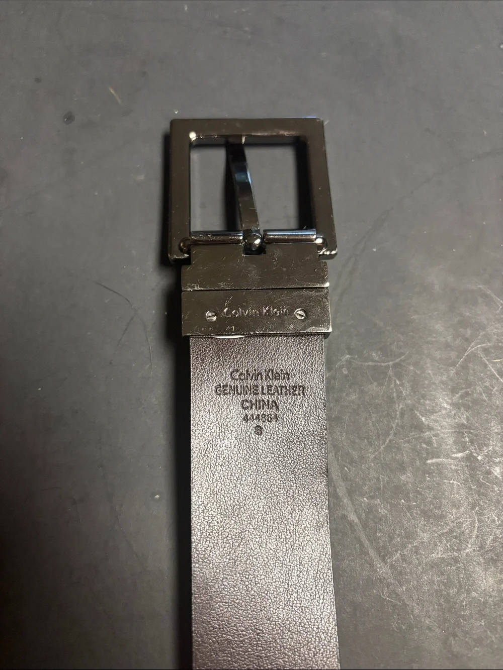 Calvin Klein Black/ Brown Reversible Leather Belt with Silver-Tone Buckle