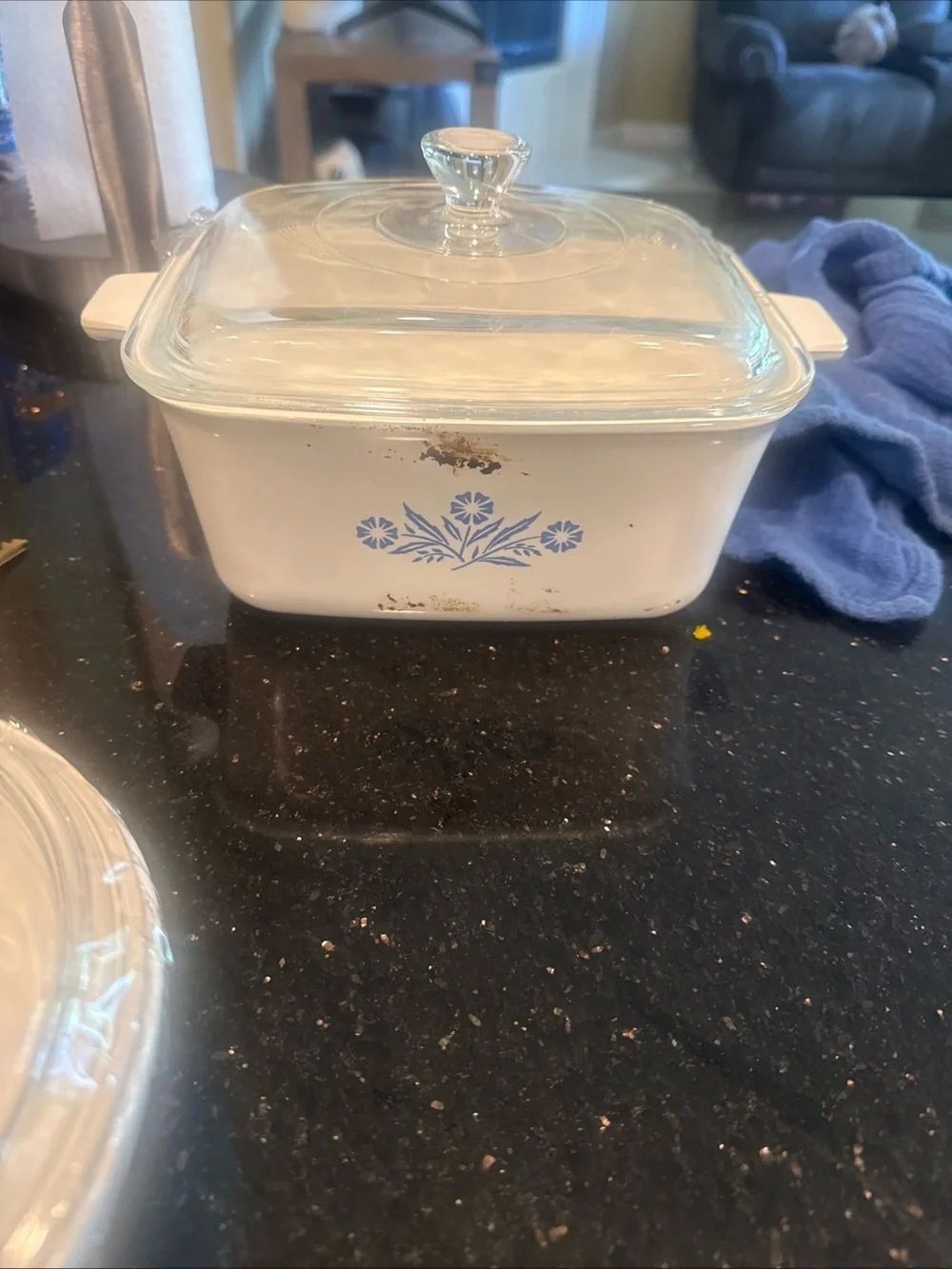 Vintage Corning Ware Blue Cornflower 5 Pc Cookware Set w/ Glass Lids USA