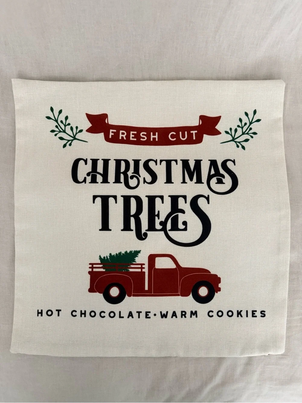 Christmas Holiday Decorative Throw Pillow Covers - Neutral Red Green Set of Four