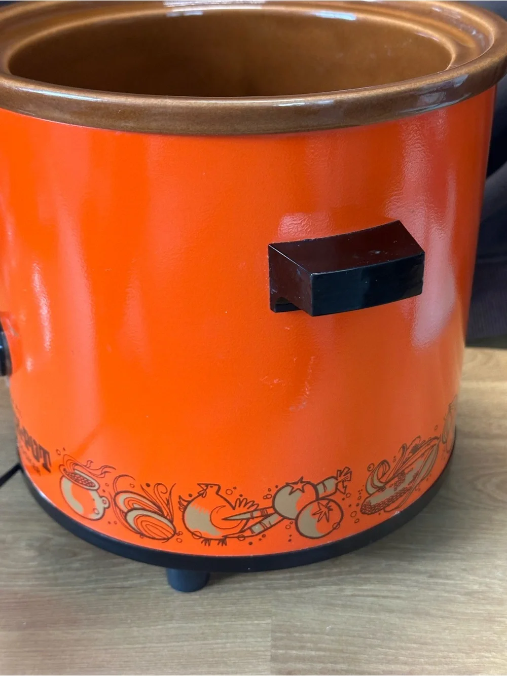 Vintage 1970s Rival Crock-Pot 3100/2 Orange 3.5 Qt Slow Cooker w/ Glass Lid